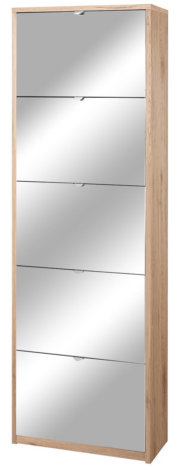 Scarpiera 5 Ante con Specchio 63x190x29 cm Rovere Naturale