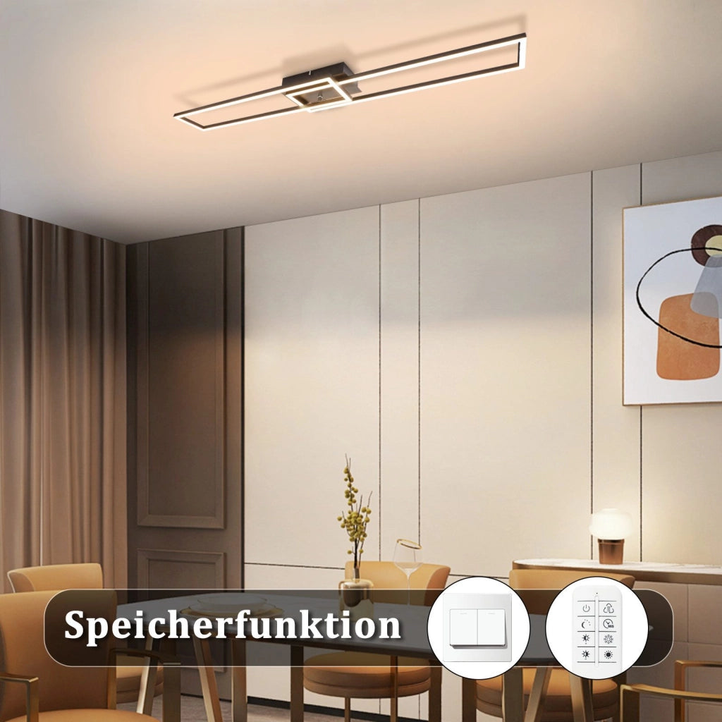 ZMH Lampada da soffitto plafoniera LED moderna nera 102 cm 2 cornici dimmerabili per soggiorno camera letto