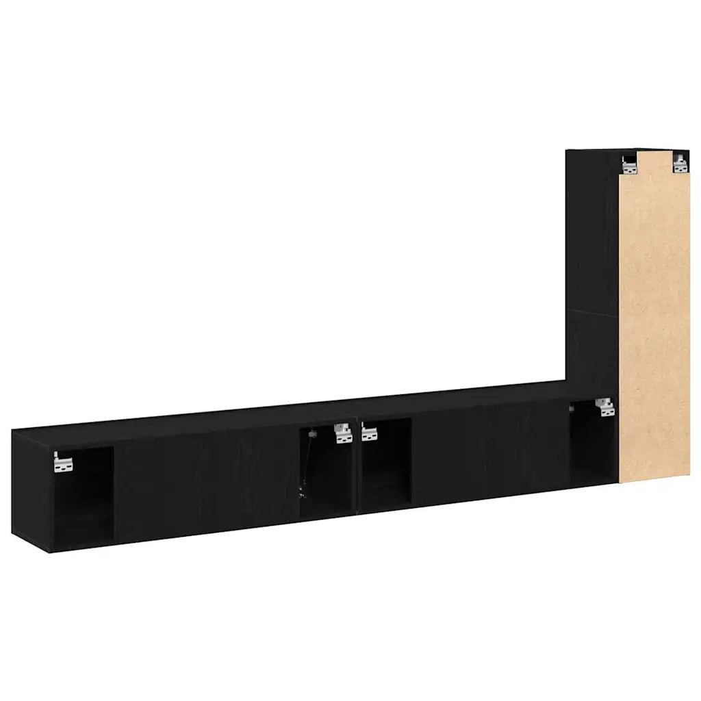 Set mobile TV Montaggio a parete Rovere Nero Legno multistrato 3333054