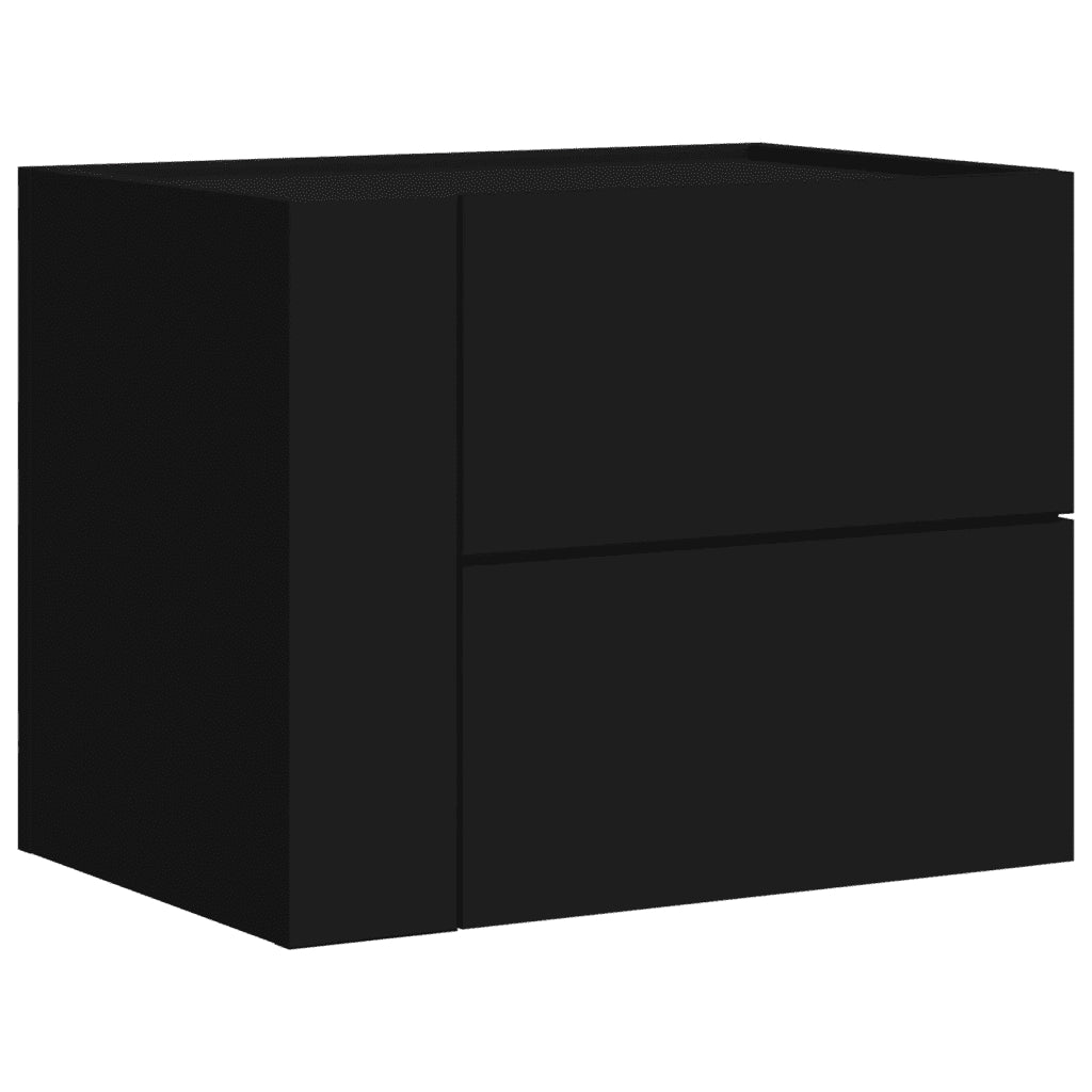 Comodino | Armadio da Notte | Mobiletto da notte a Muro Nero 45x30x35 cm