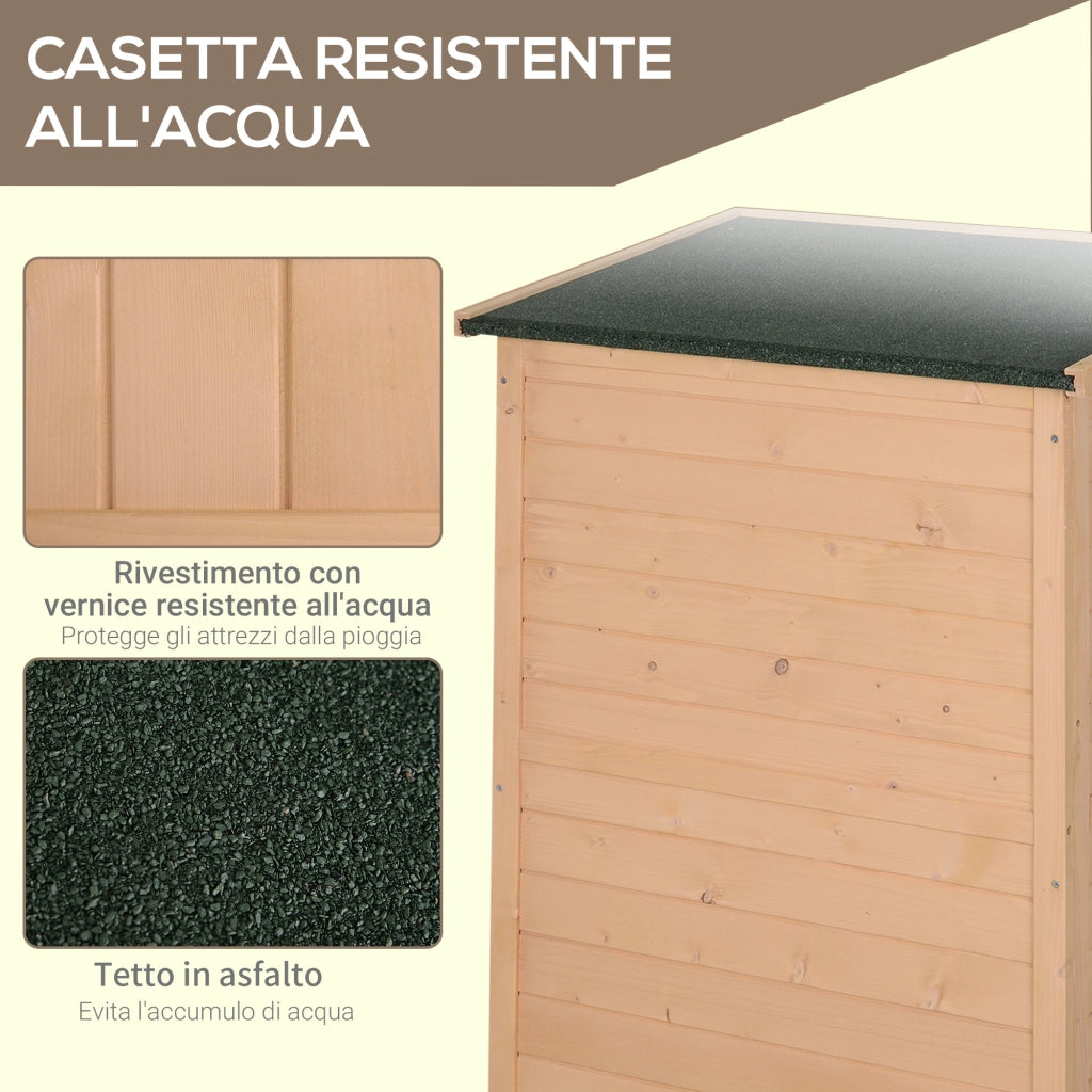 EasyComfort Casetta da Giardino in Legno di Abete con Tetto Impermeabile e 2 Mensole, 75x56x115 cm