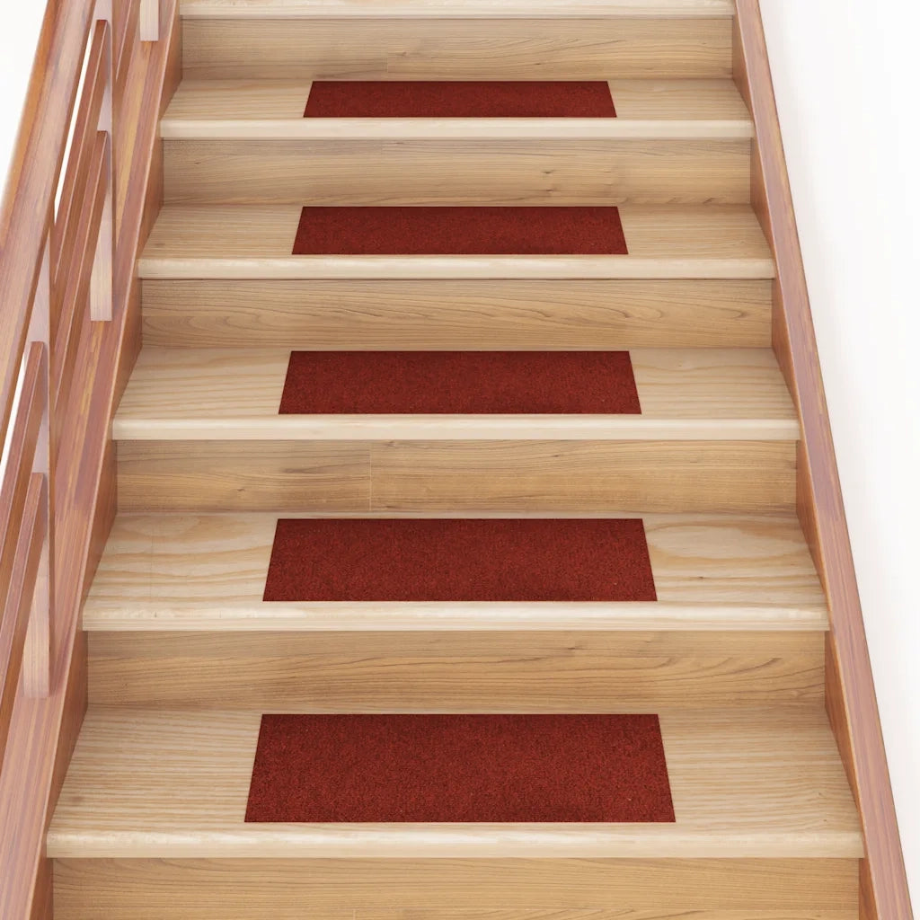Tappetini per scale autoadesivi 30 pz 60x25 cm Bordeaux Rosso Rettangolari 3365707