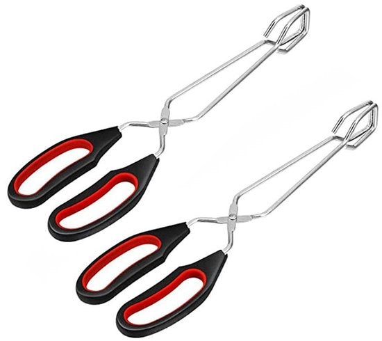Tang per cucina e barbecue in acciaio inossidabile - 2 pezzi - Manico in silicone - Multifunzionale - Resistente al calore fino a 600°C - Prevenzione delle lesioni da cibo - Tang per griglia