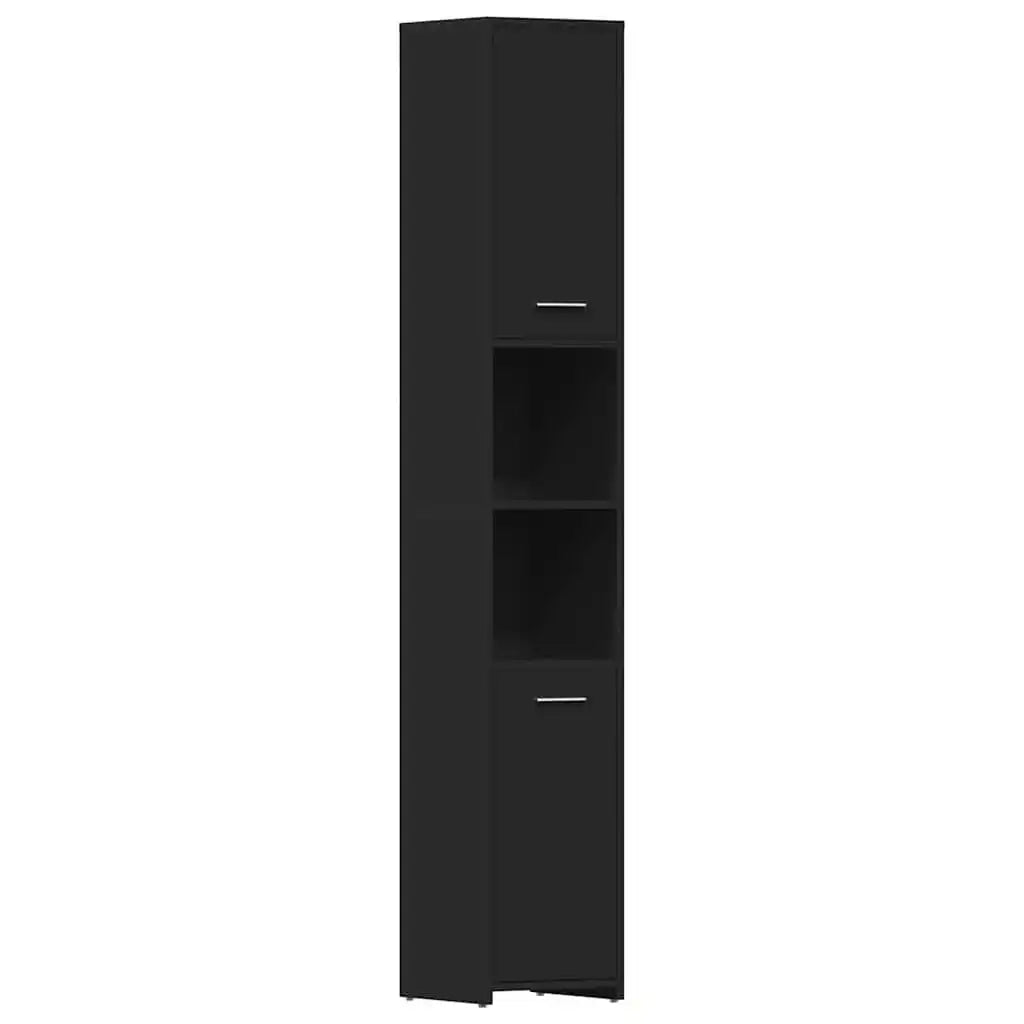 Mobile da Bagno Nero 30x30x183,5 cm in Legno tecnico 802598