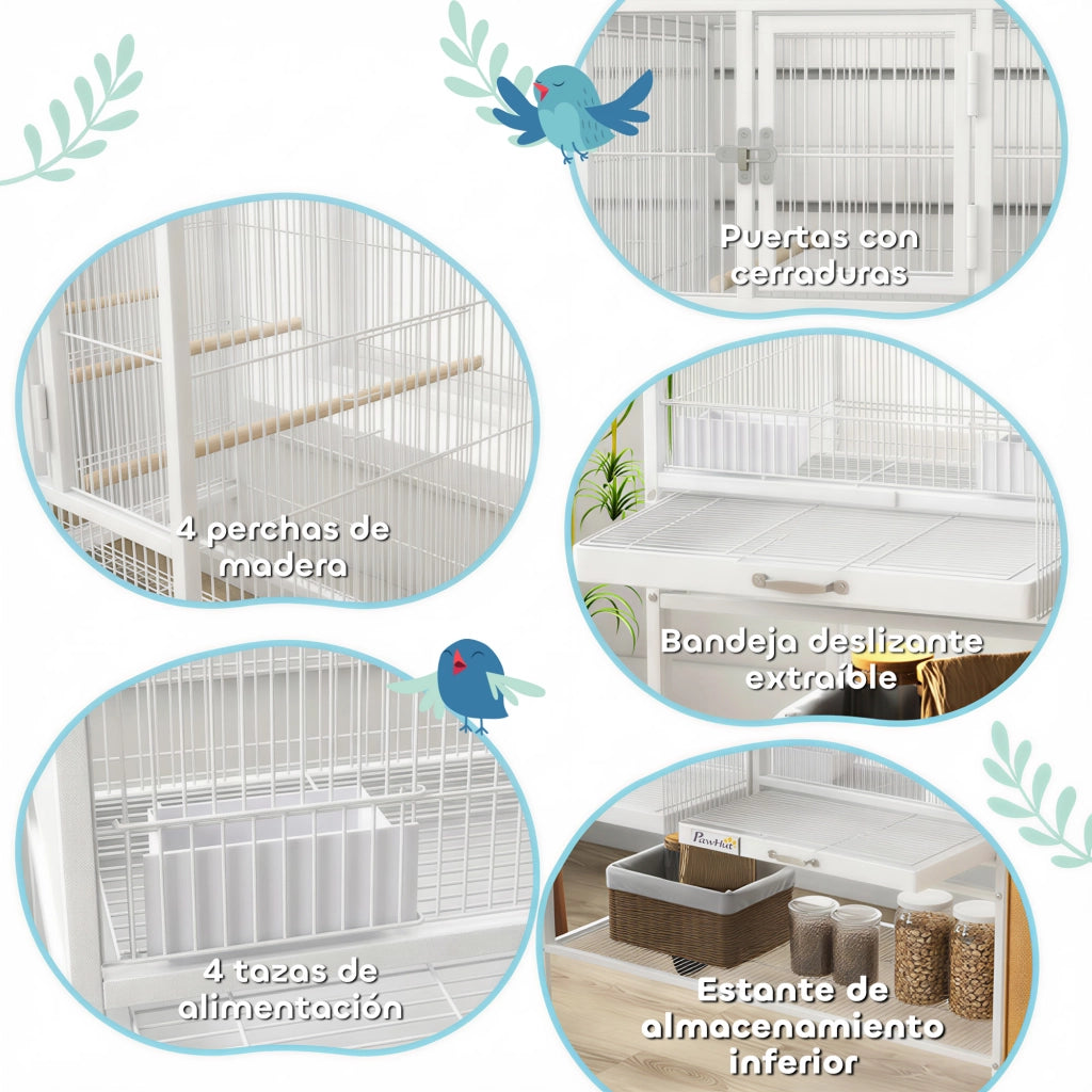 Gabbia per Uccelli Grande ¨C Zephmum ¨C 95x45,5x102 cm Bianco
