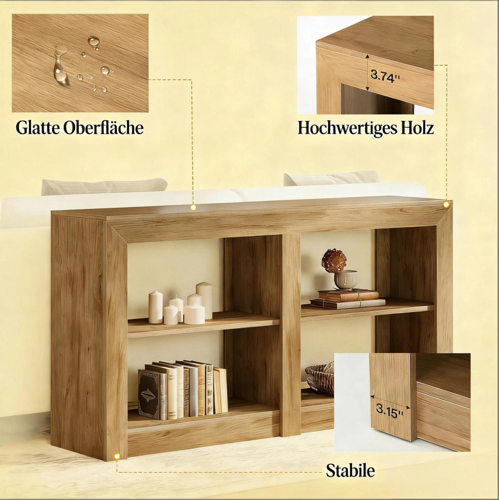 Tavolo consolle 3 ripiani aperti in MDF marrone 150 x 35 x 85 cm
