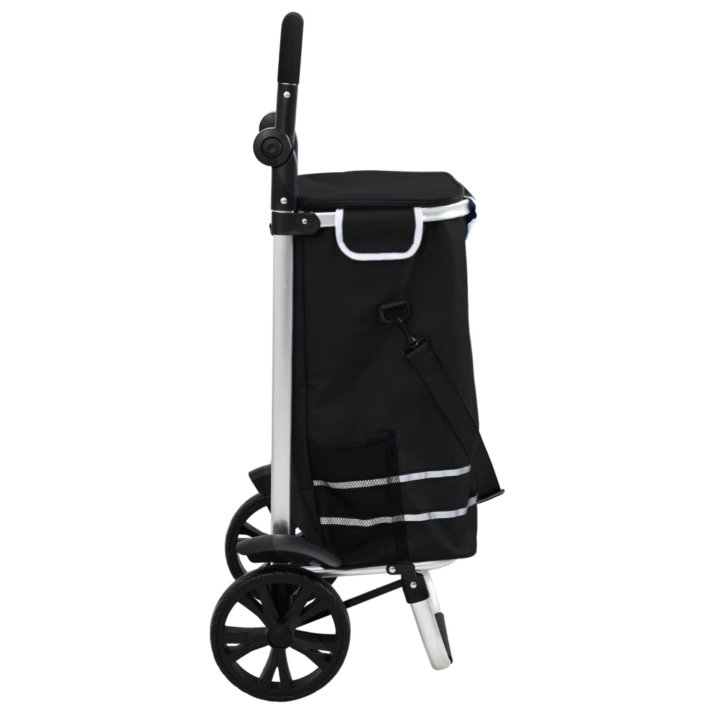 Carrello della spesa  con ruote e manico regolabile Nero 40 L