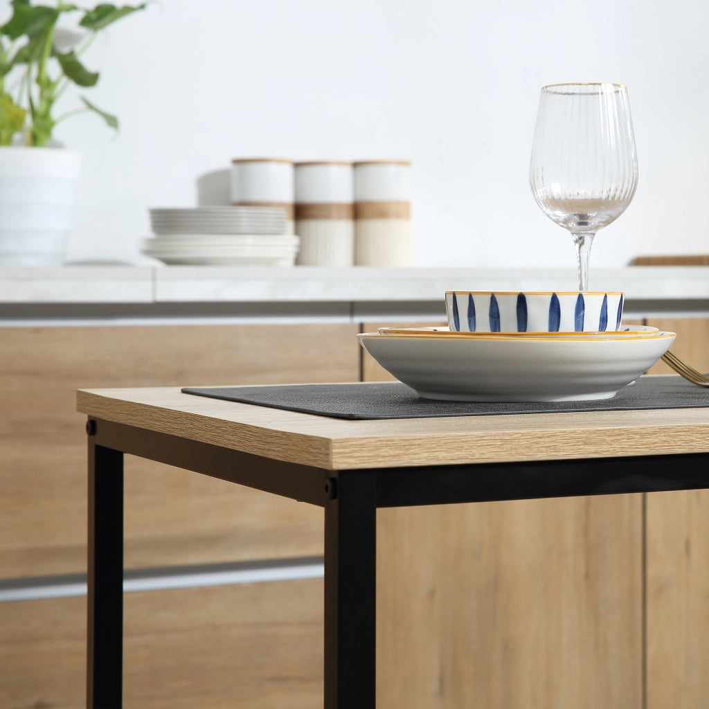 Tavolo da pranzo per 2 persone con 2 sedie, design industriale compatto per cucina e soggiorno, in legno, rovere