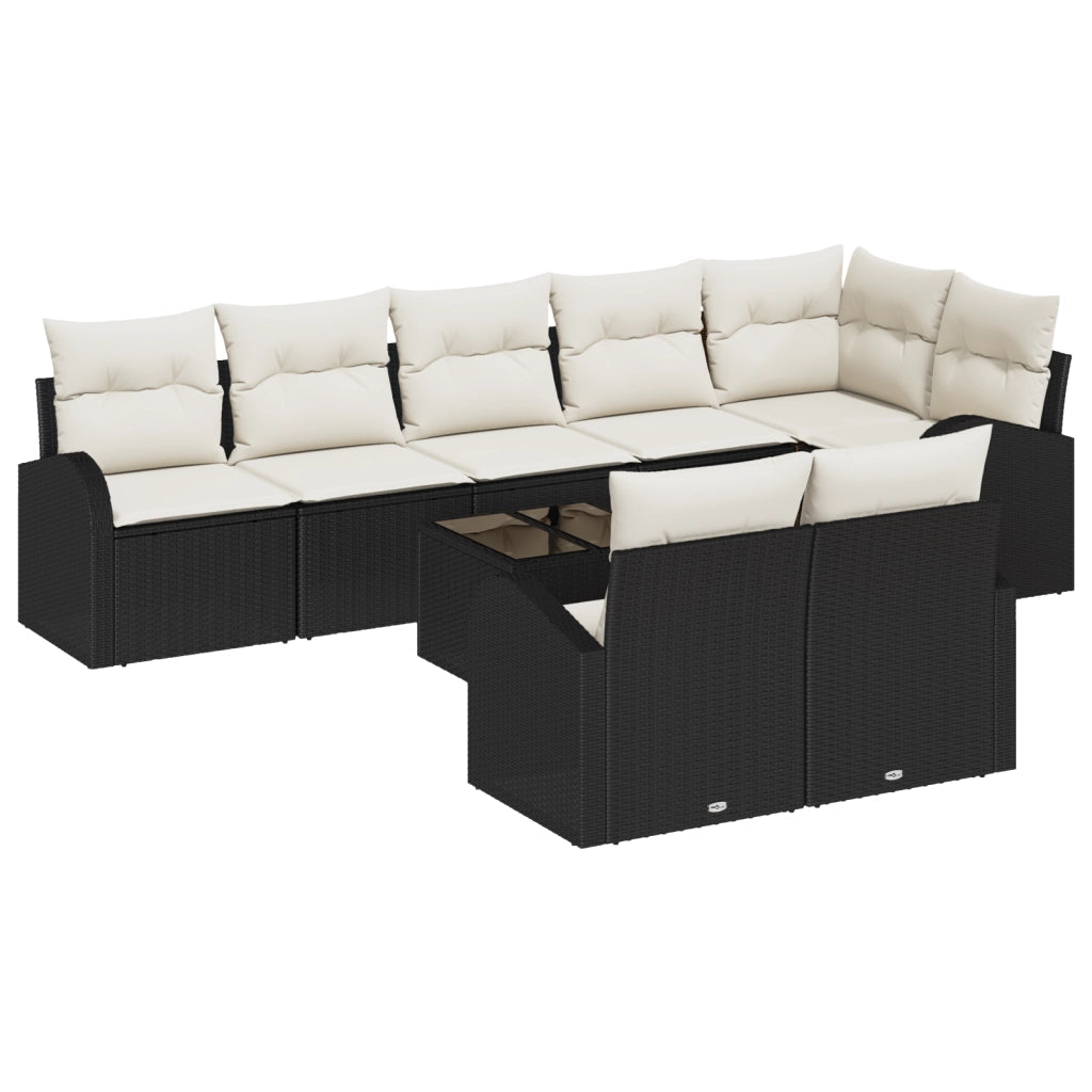 Set di SofÃ  da Giardino 8 Pezzi con Cuscini Rattan Polyrattan Marrone