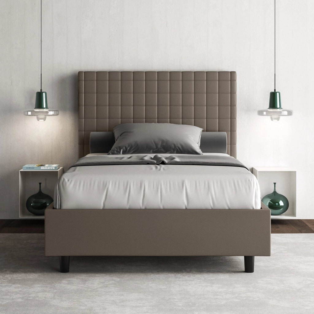 Letto Singolo 80x190 cm con Rete e Contenitore Sunny Cappuccino