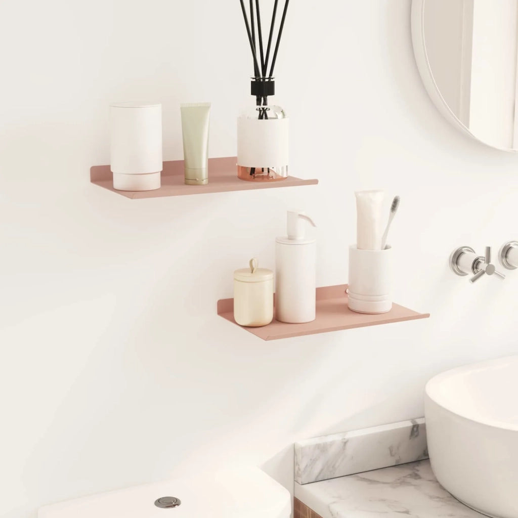 Mensola sospesa 2 pcs Rosa 30 x 18 x 2,5 cm Acciaio 8003998
