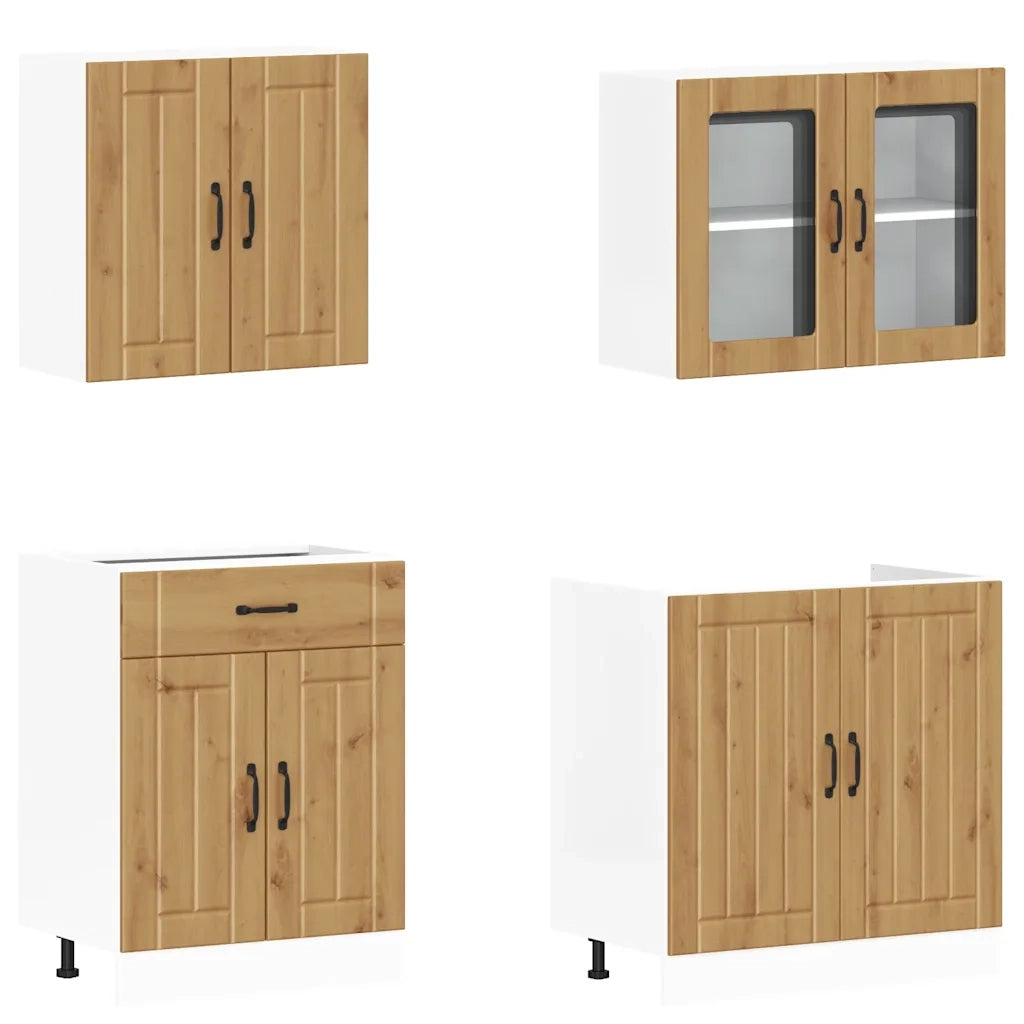 Set Mobili da Cucina 4 pz Kalmar Rovere Artigianale Truciolato