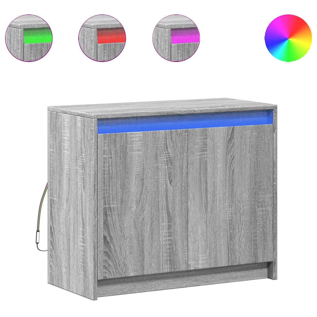 Credenza con LED Grigio Sonoma 72x34x61 cm in Legno Multistrato