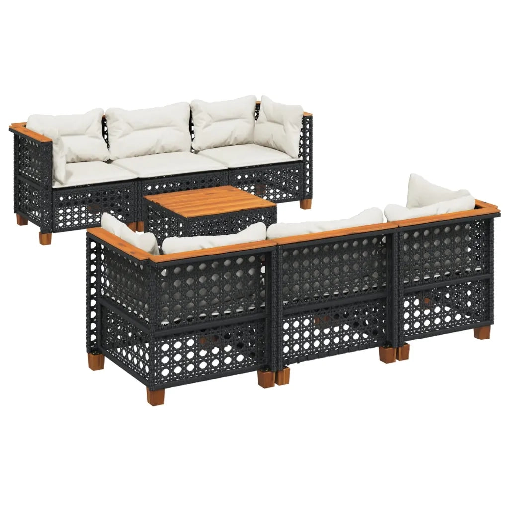 Set Divani da Giardino con Cuscini 7pz Nero Polyrattan 3261740
