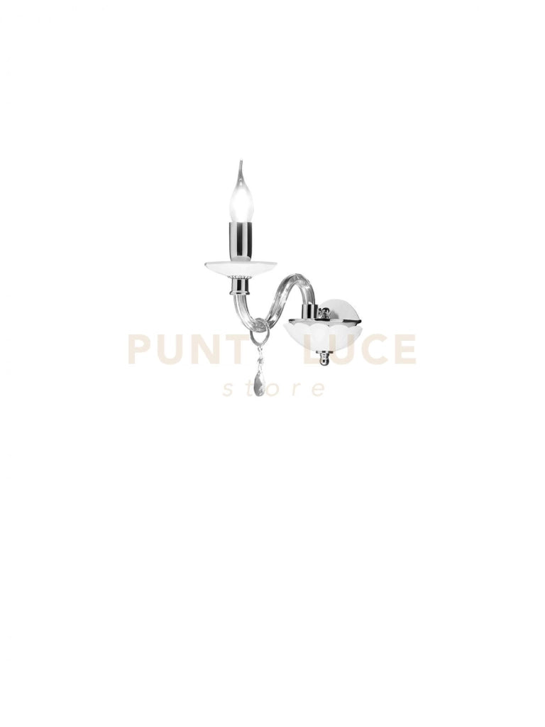 APPLIQUE LIVIA 1 LUCI BIANCO- TRASPARENTE E CROMO ATTACCO E14 L.12CM