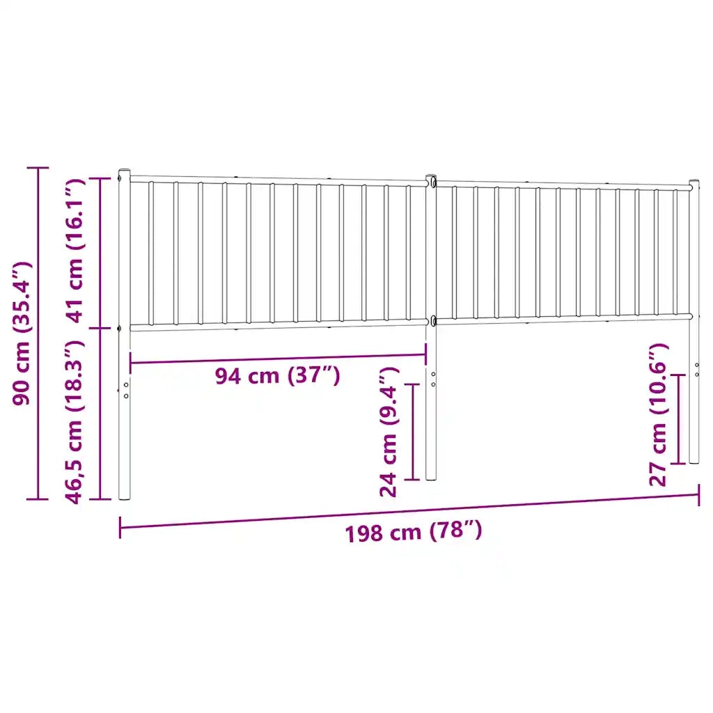 Testiera di Ricambio in Metallo Bianco 193 cm 350968