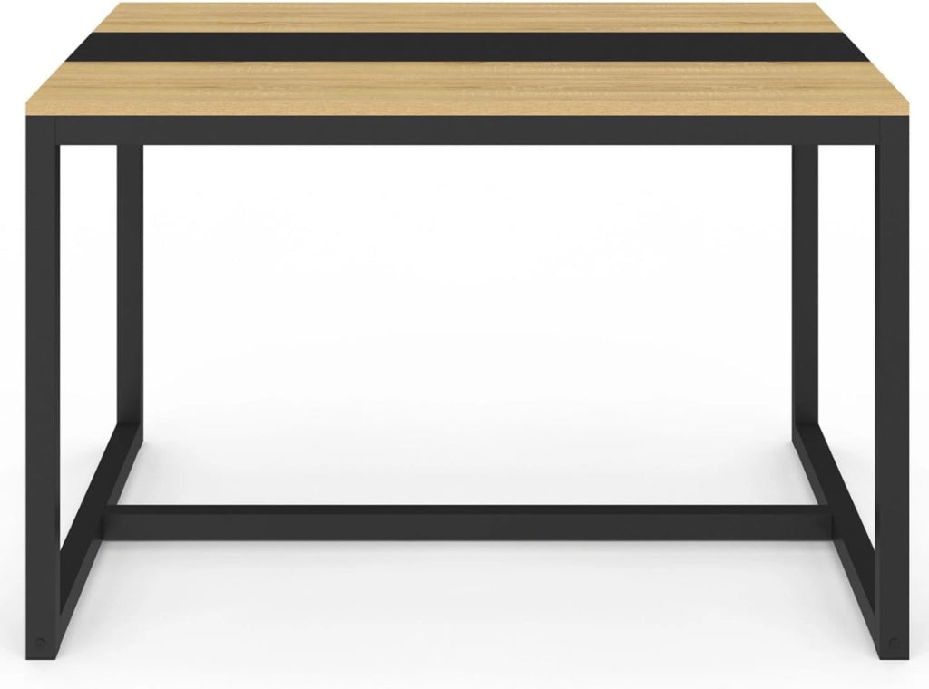 Tavolo da pranzo rettangolare DOVER 4 persone nero fascia centrale design industriale 120 cm