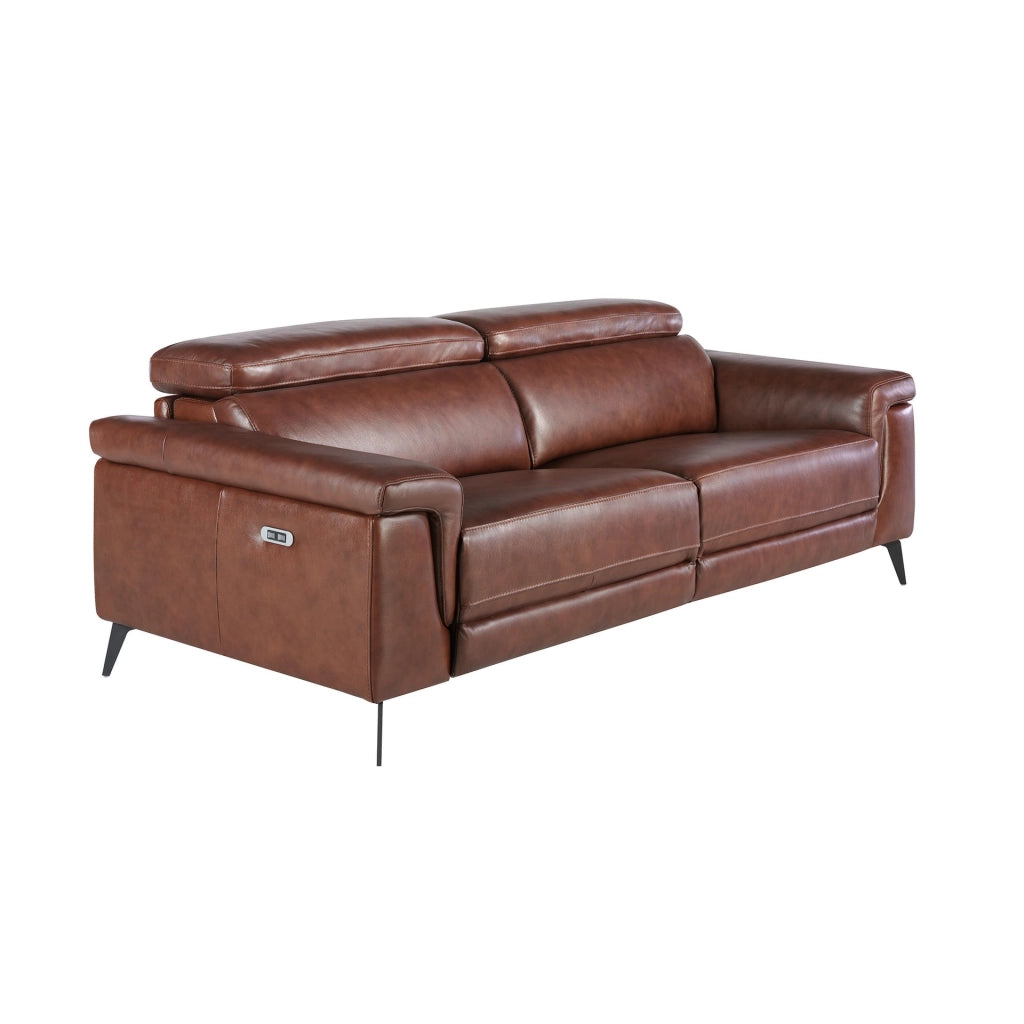 Divano relax a 3 posti in pelle marrone