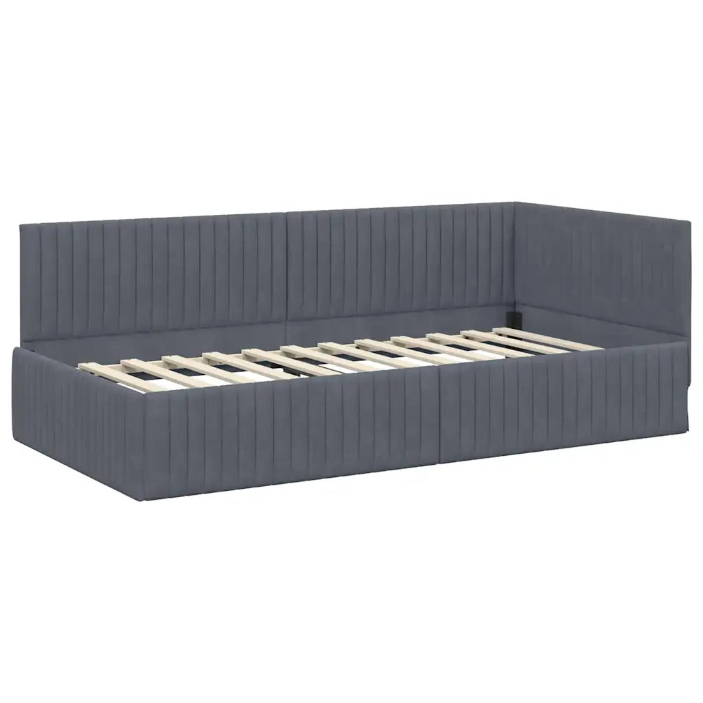 Struttura Letto Angolare con Materasso 2 pcs Grigio Velluto