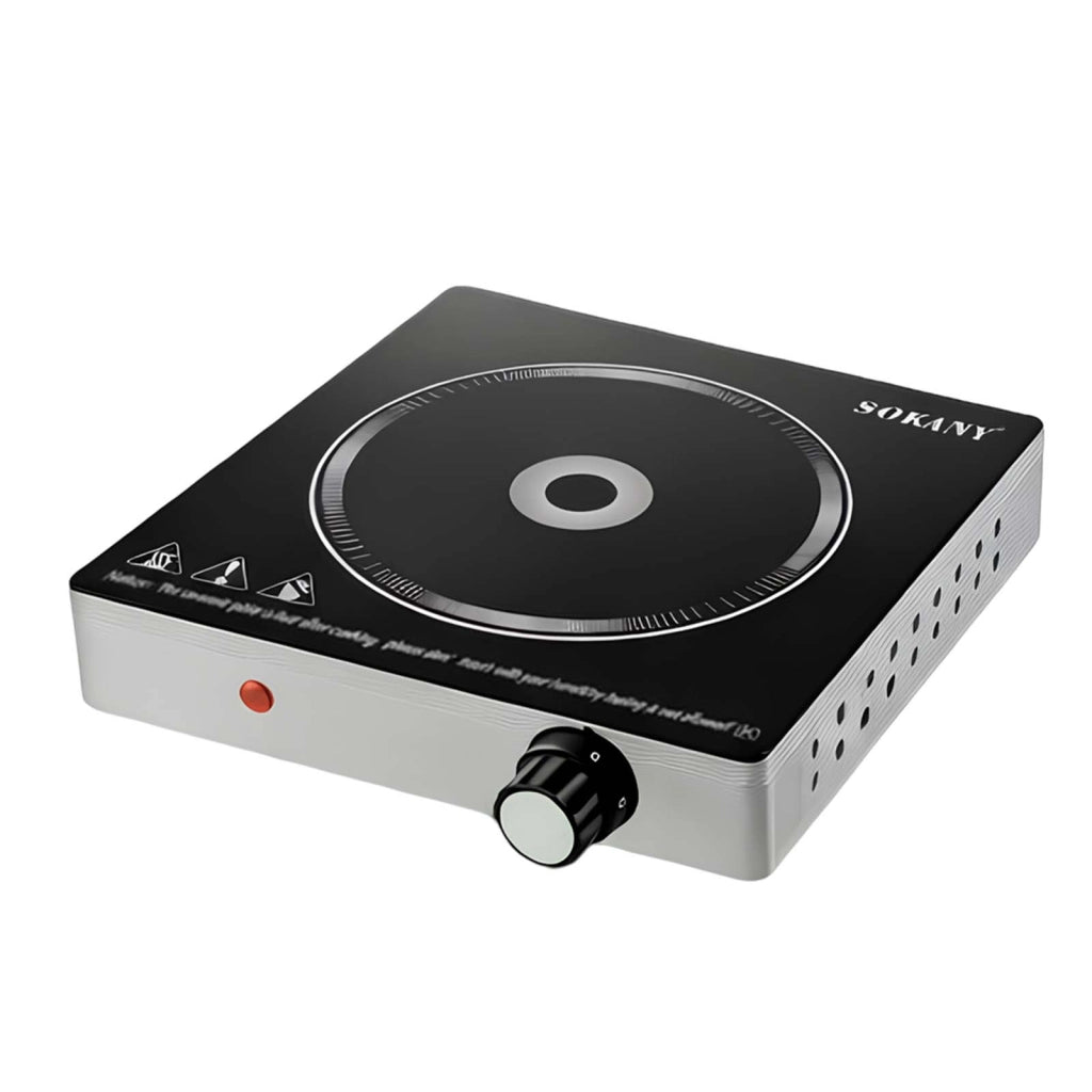 Piastra di Cottura Infrarossa 2000W per Tutti i Fuochi 5 Livelli di Potenza Regolabile Nero / Argento Sokany