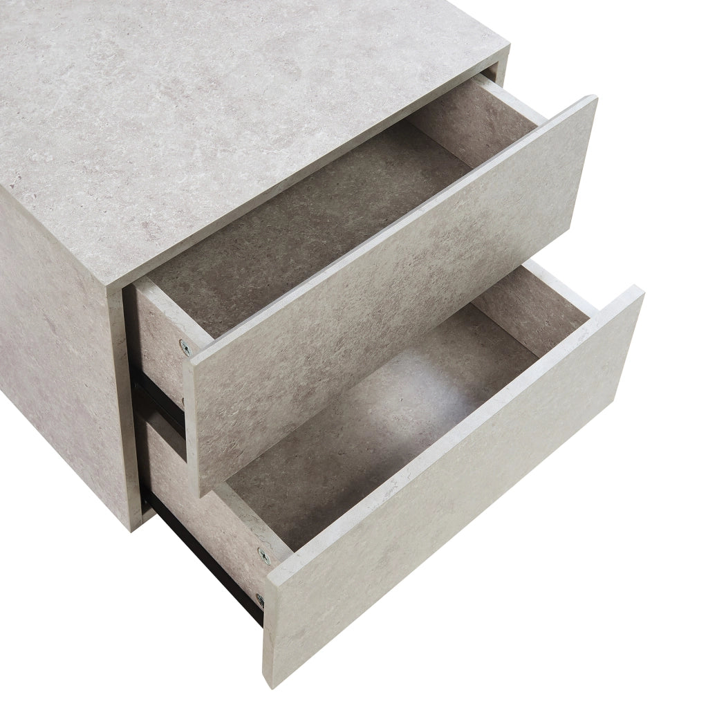 Comodino da Parete Ampfing con 2 Cassetti 40x29x30 cm Effetto Cemento Chiaro [en.casa]