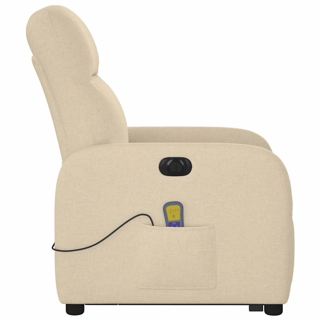 vidaXL Poltrona Alzapersona Massaggiante Elettrica Crema in Tessuto