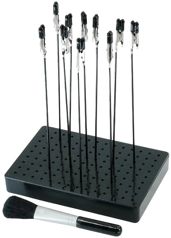 Set di verniciatura per modellismo base standard con 10 tenoni a forma di coccodrillo - base stabile per lavori di modellismo precisi, fai da te, appunti, foto, carte e modellismo