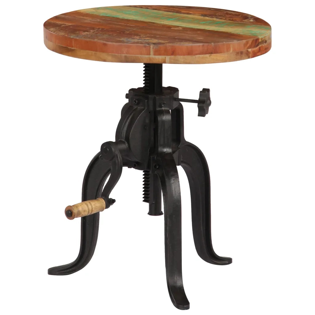 Tavolino-Tavolino da soggiorno-Tavolo 45x(45-62) cm in Legno Massello di Recupero e Ghisa