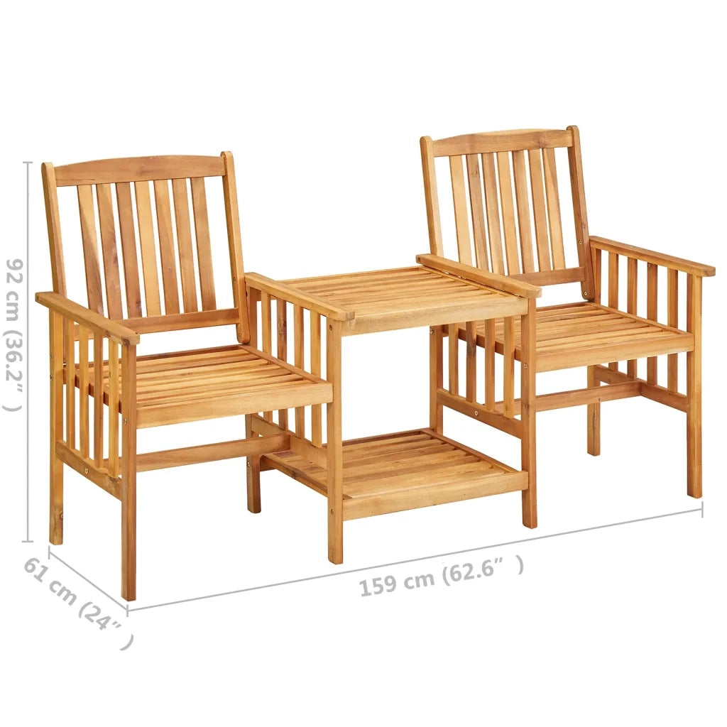 Sedie da Giardino Tavolino da TÃ¨ 159x61x92cm Massello d'Acacia cod mxl 43316