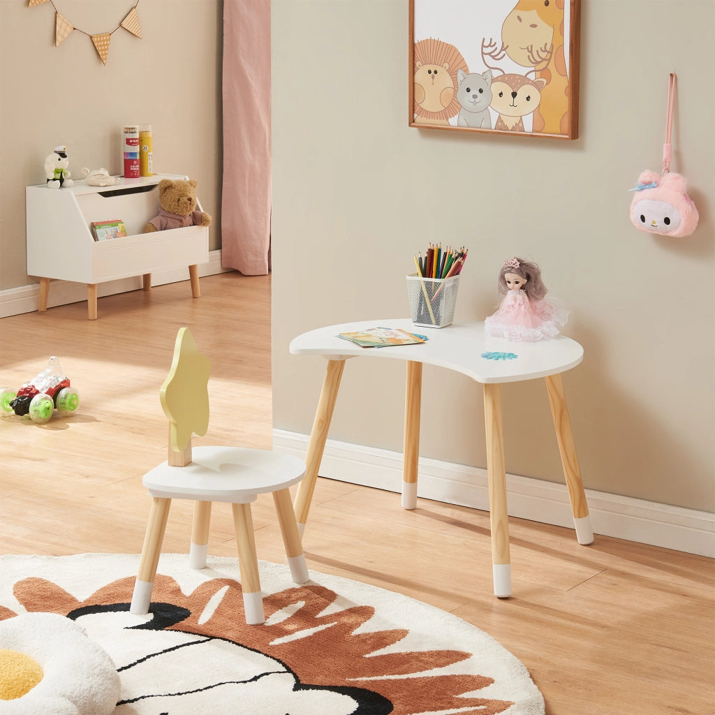 Set Lallega di 2 Mobili per Cameretta Scrivania e Sedia - Bianco/Naturale [en.casa]