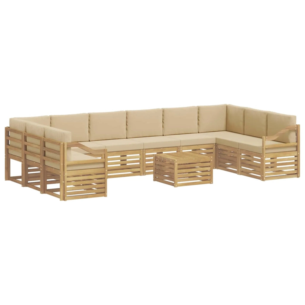 Set di divani da esterno 11 pcs Bianco e Beige 59 x 59 x 37 cm