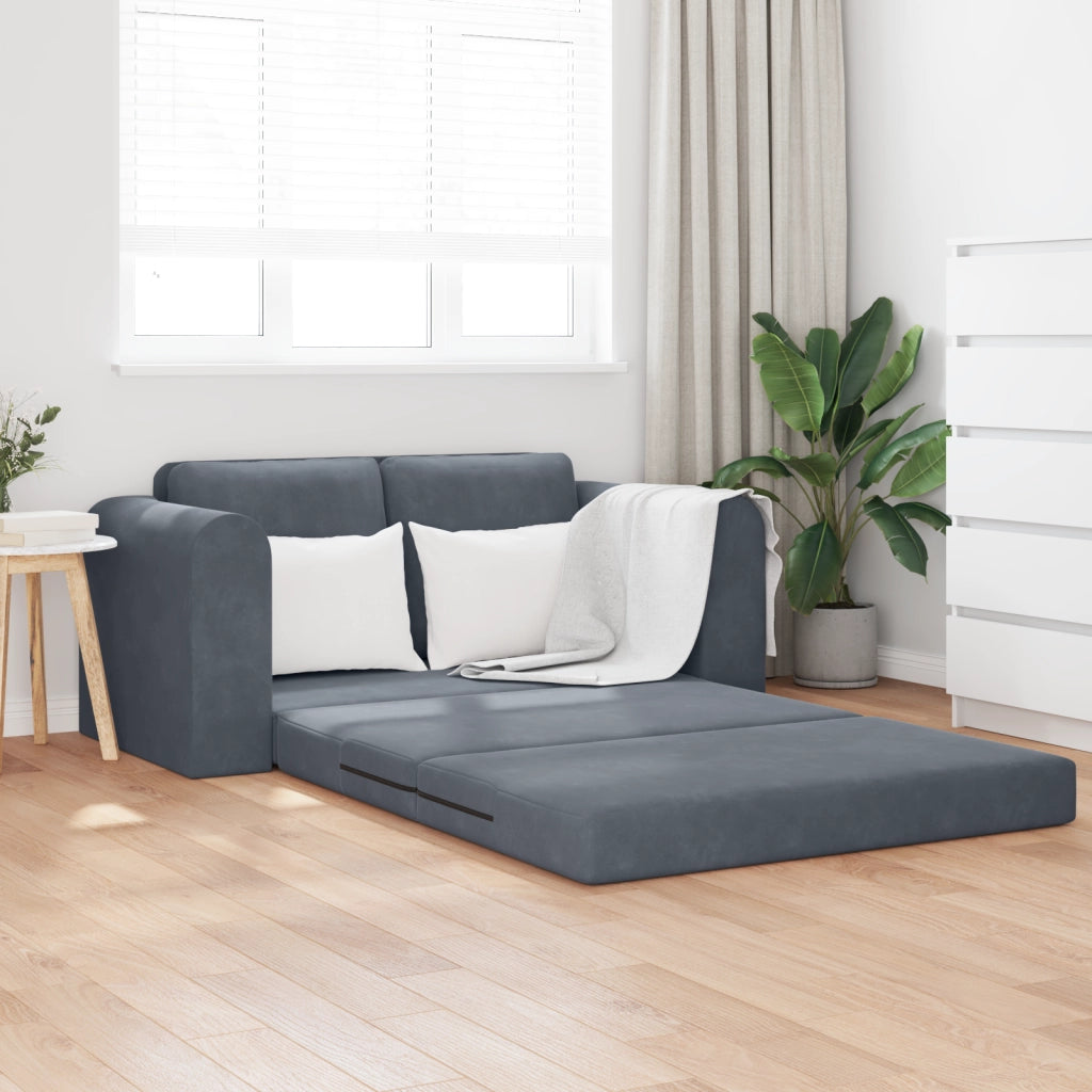 Divano Letto Aperto 2 in 1 Grigio Scuro 148x71x83 cm Velluto