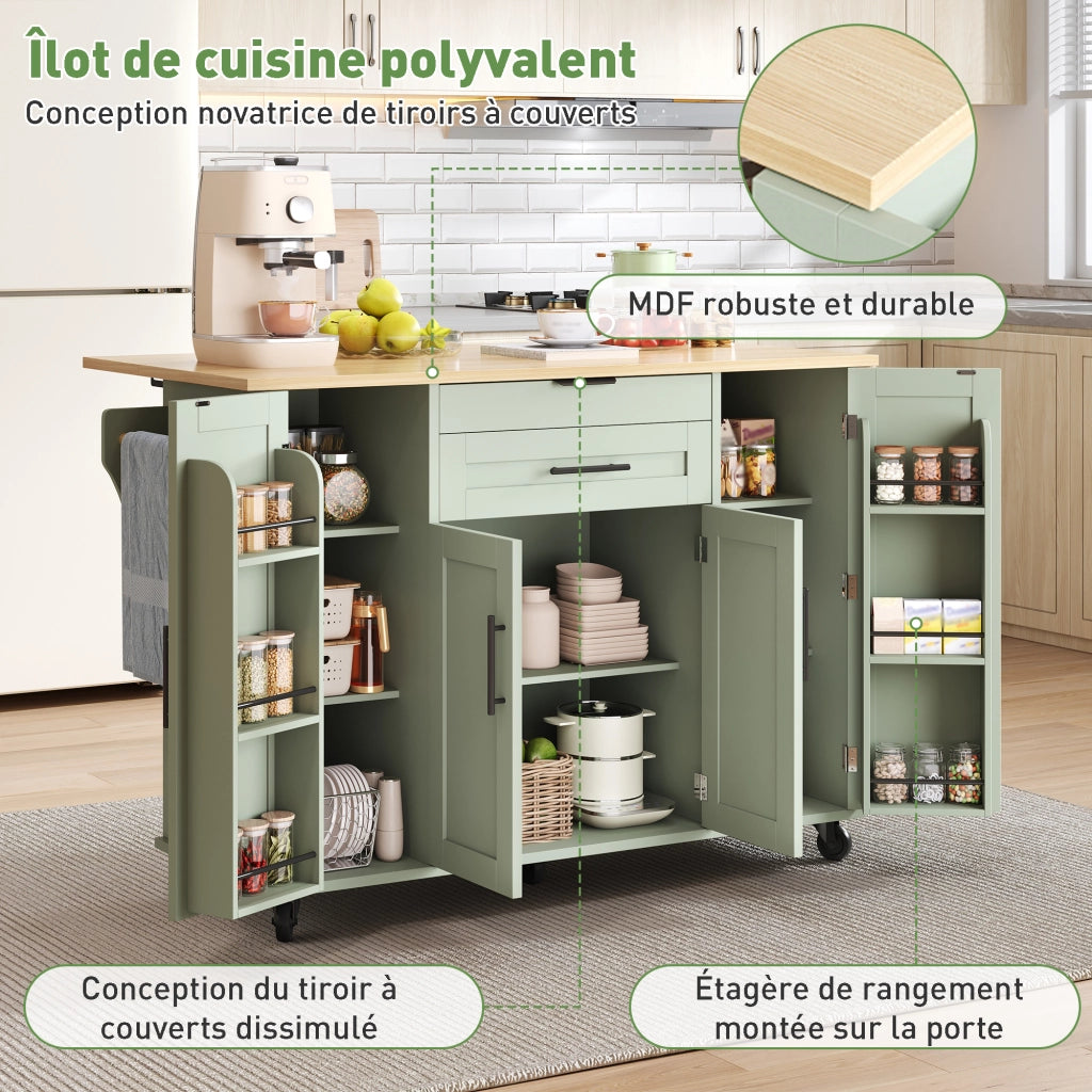 Mobile Cucina con Cassetti e Ripiani ¨C Minimal ¨C 120x45x70cm Legno Bianco