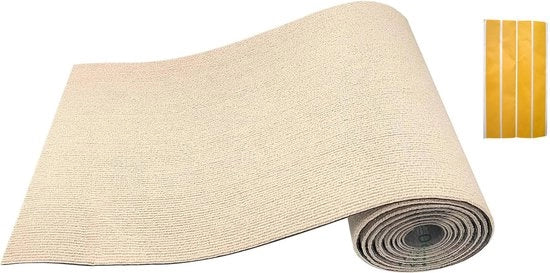 Krabmat Soffice Self Adesivo per Gatti, Dimensioni 200x40 cm, Materiale Beige, 1 Pezzo