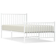Letto singolo | Letto per adulti | Giroletto con Testiera e Pediera Metallo Bianco 100x190 cm