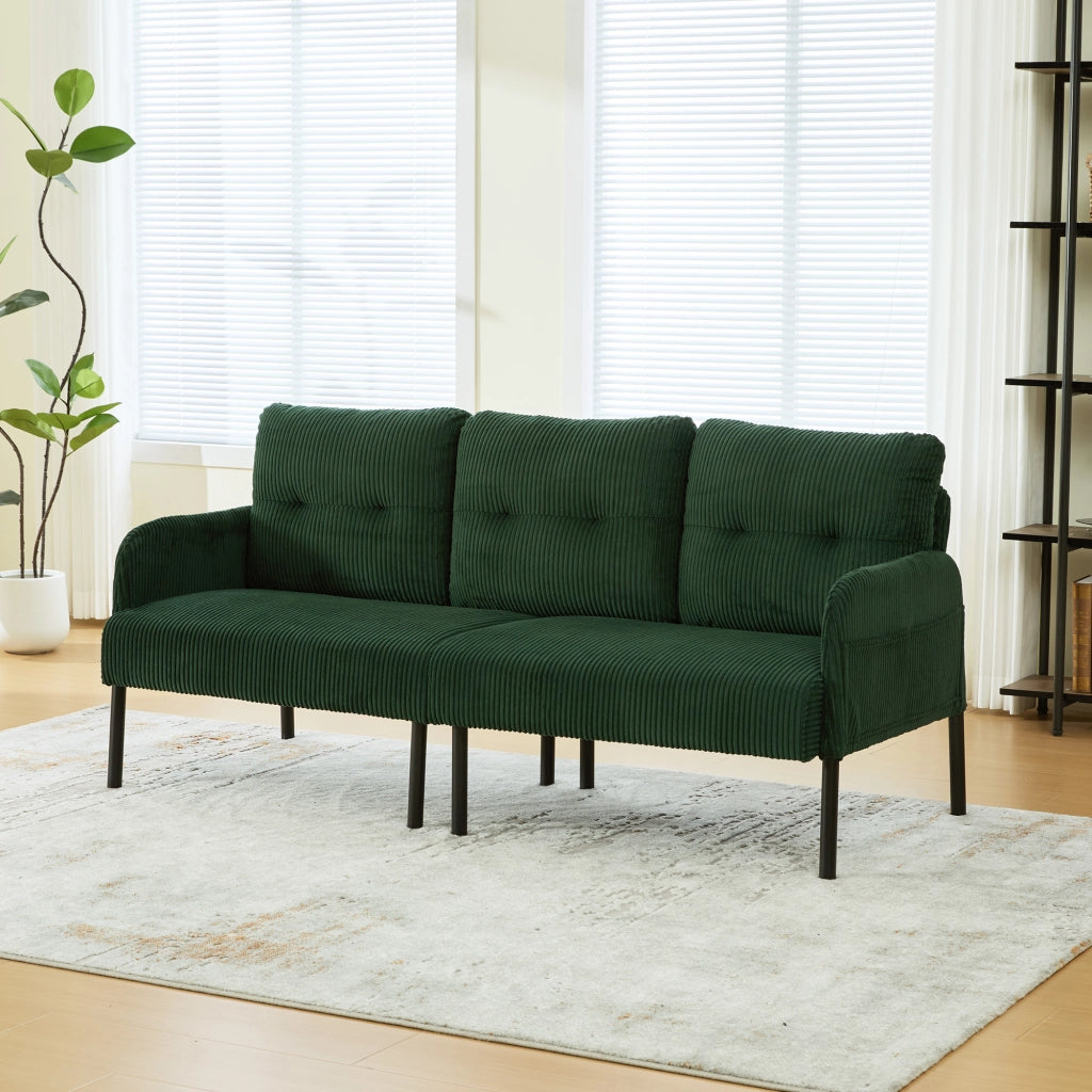 DIVANO 3 posti 171x72x80 cm in corduroy Verde smeraldo