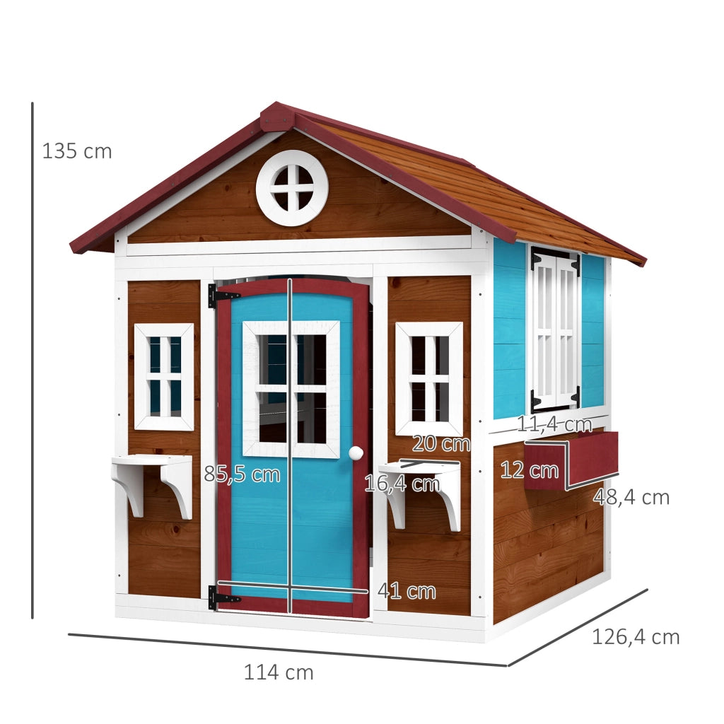 Casetta da giardino per bambini ¨C zephmum ¨C Legno, blu, con finestre e fioriere