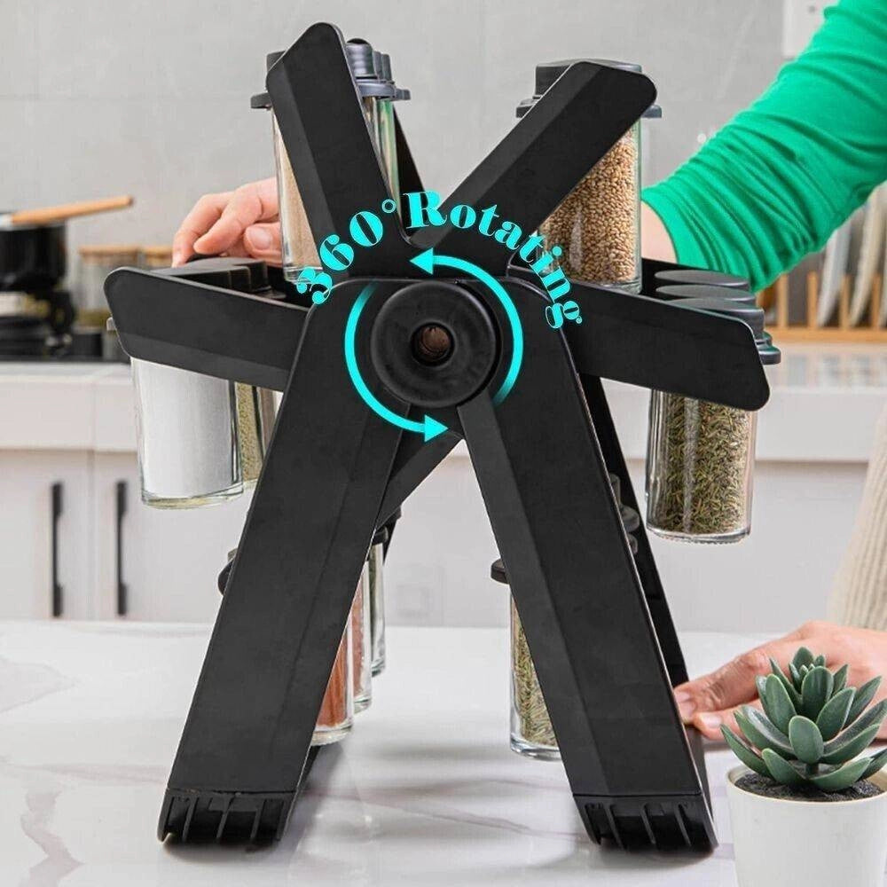 Trade Shop - Portaspezie Girevole A 360° Con 18 Barattoli Spezie Da Cucina Con Supporto Ruota -