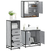 Set Mobili da Bagno 3 pz Grigio Sonoma in Legno Multistrato