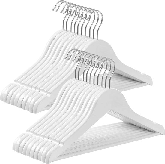 Hangers in legno per bambini, 20 pezzi, naturale, 35 cm, bianco, 20 pezzi