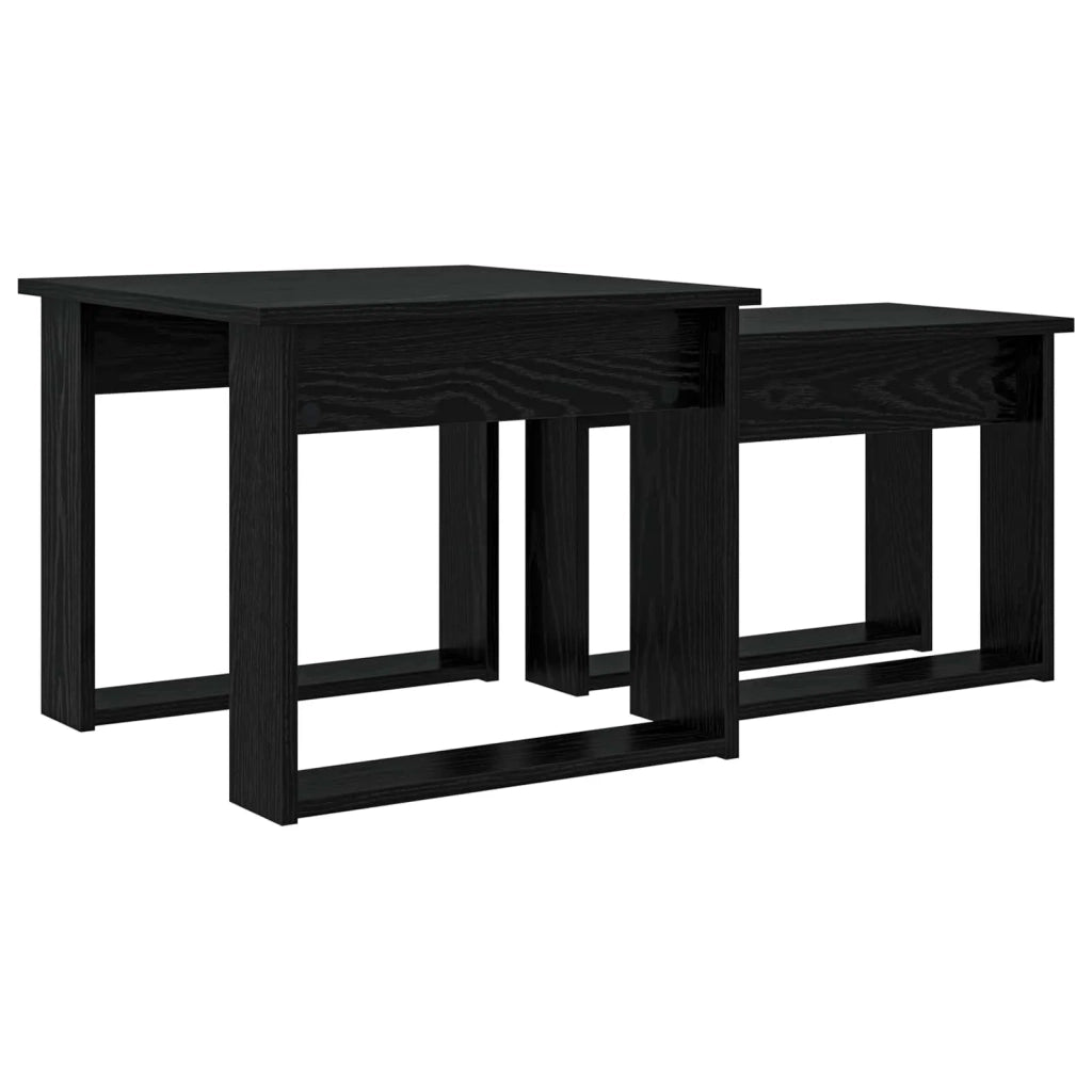 Set di Tavolini da Caffè 2 pcs Rovere Nero Legno multistrato