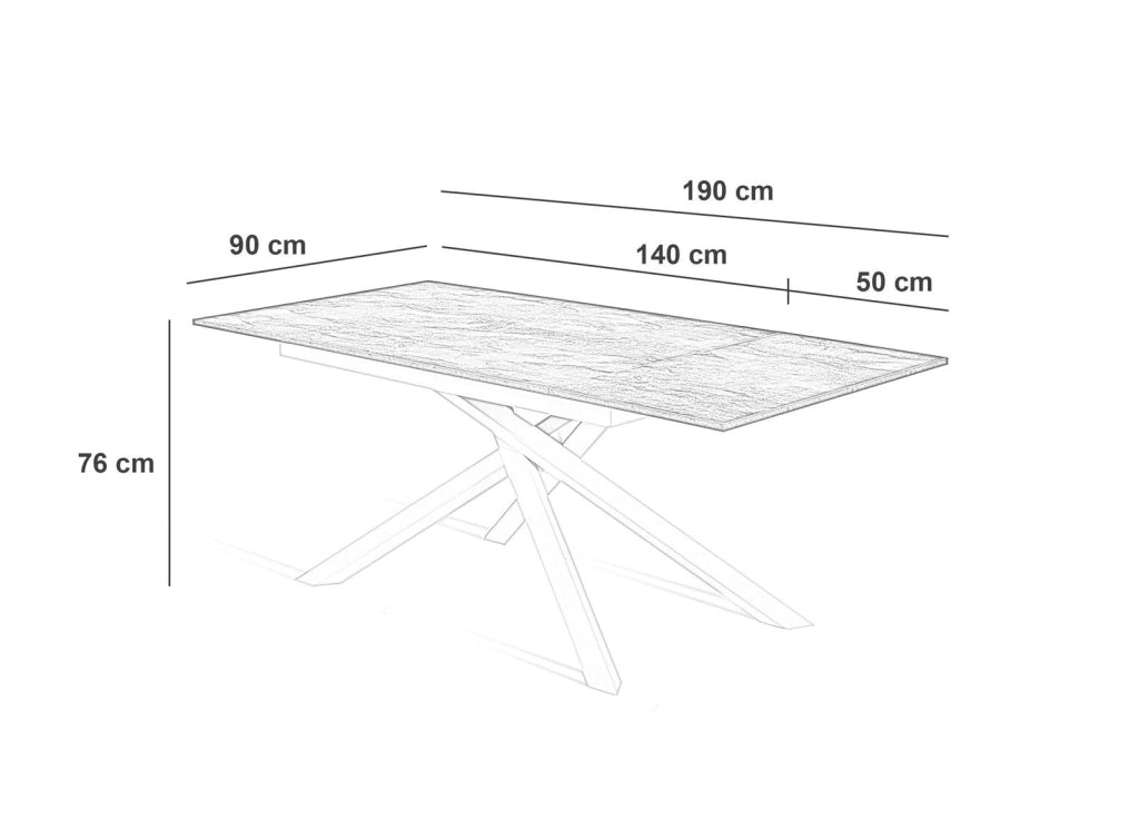 Tavolo Allungabile 140/190x90x76 cm in Melaminico Pulse Naturale