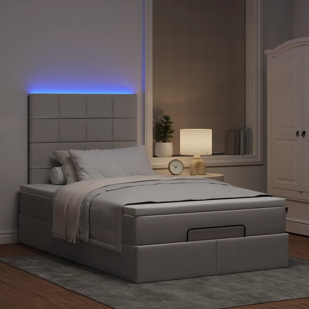 vidaXL Struttura Letto Pouf con Materasso Tortora 120x190 cm Tessuto