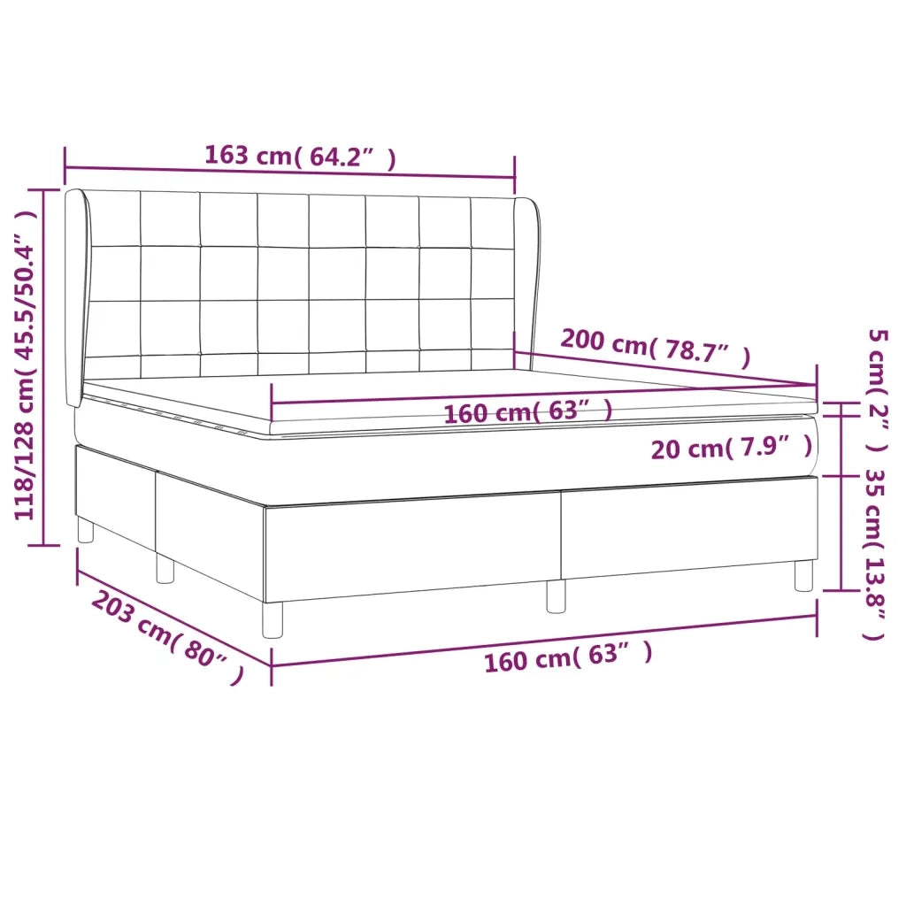 Giroletto a Molle con Materasso Marrone Scuro 160x200cm Tessuto 3127976