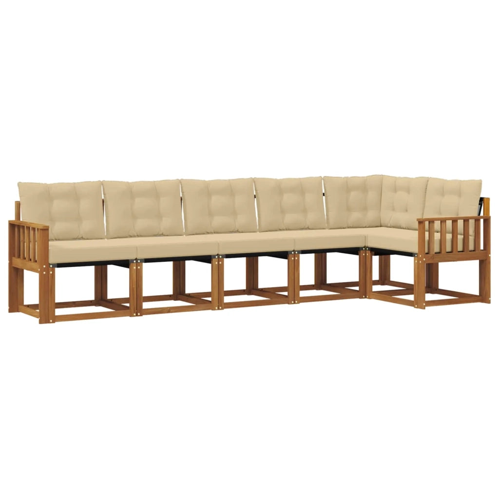 Set di divani da esterno con cuscino 6 pcs Naturale e Beige