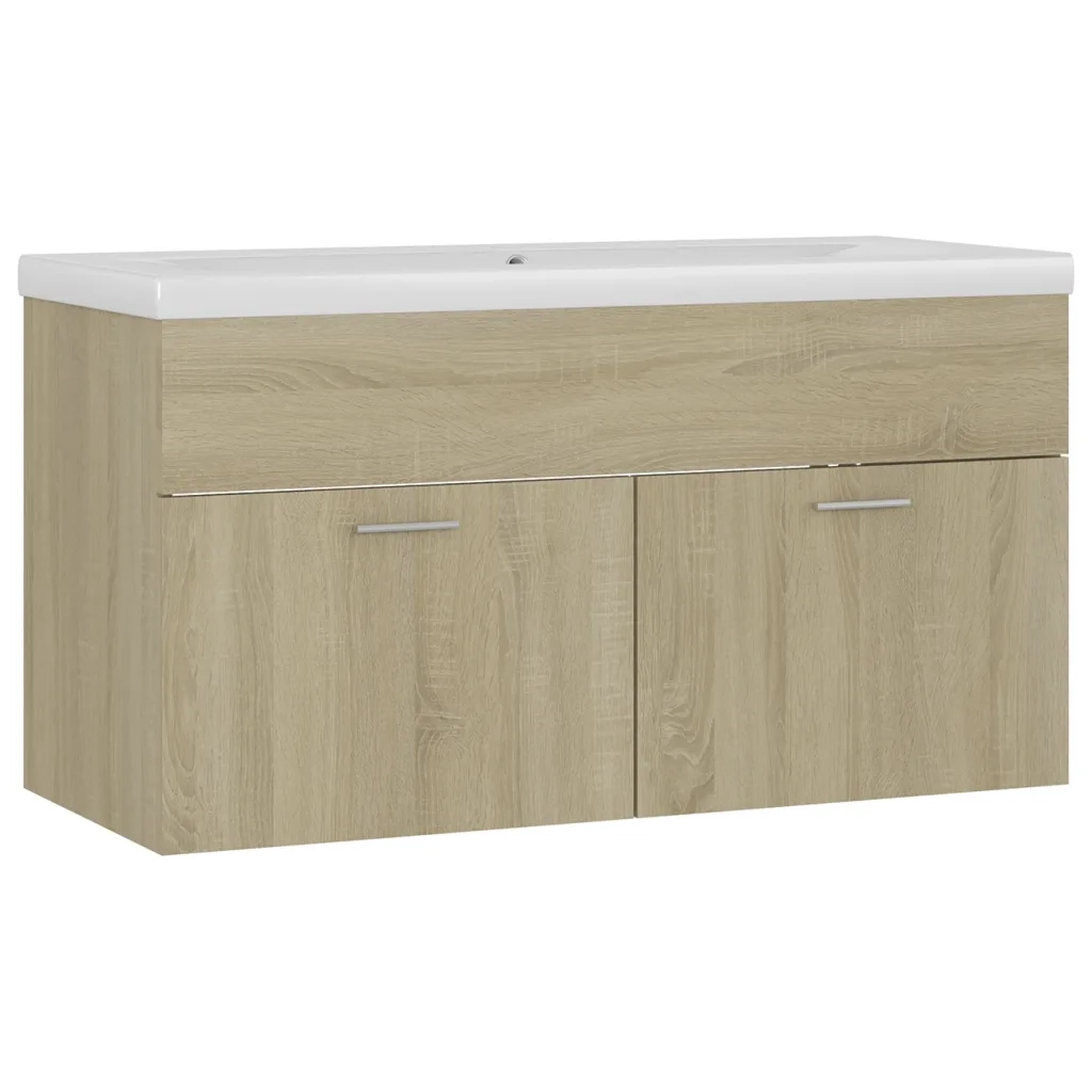 Mobile Bagno con Lavabo Integrato Rovere Sonoma in Truciolatocod mxl 110011