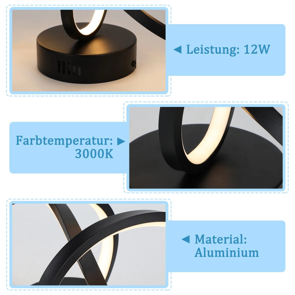 ZMH Lampada da soffitto plafoniera LED moderna nera 12W 3000K per soggiorno camera letto cucina