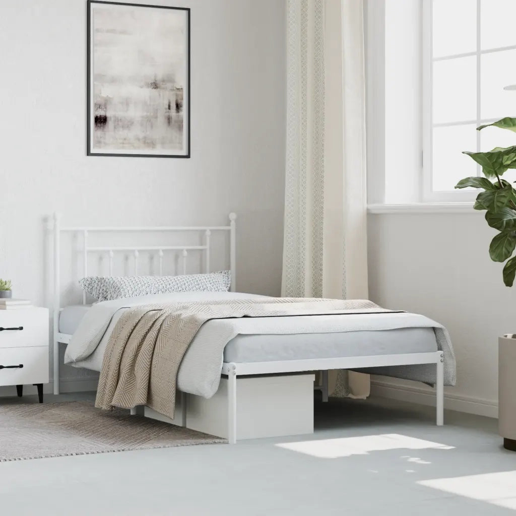 Giroletto con Testiera Metallo Bianco 107x203 cm 353582