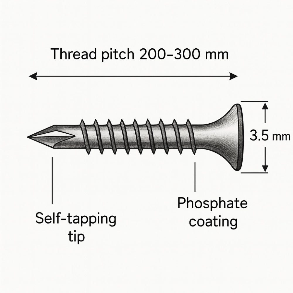 Viti cartongesso lamiera 3,5 x 25 mm punta trapano confezione 1000 pezzi