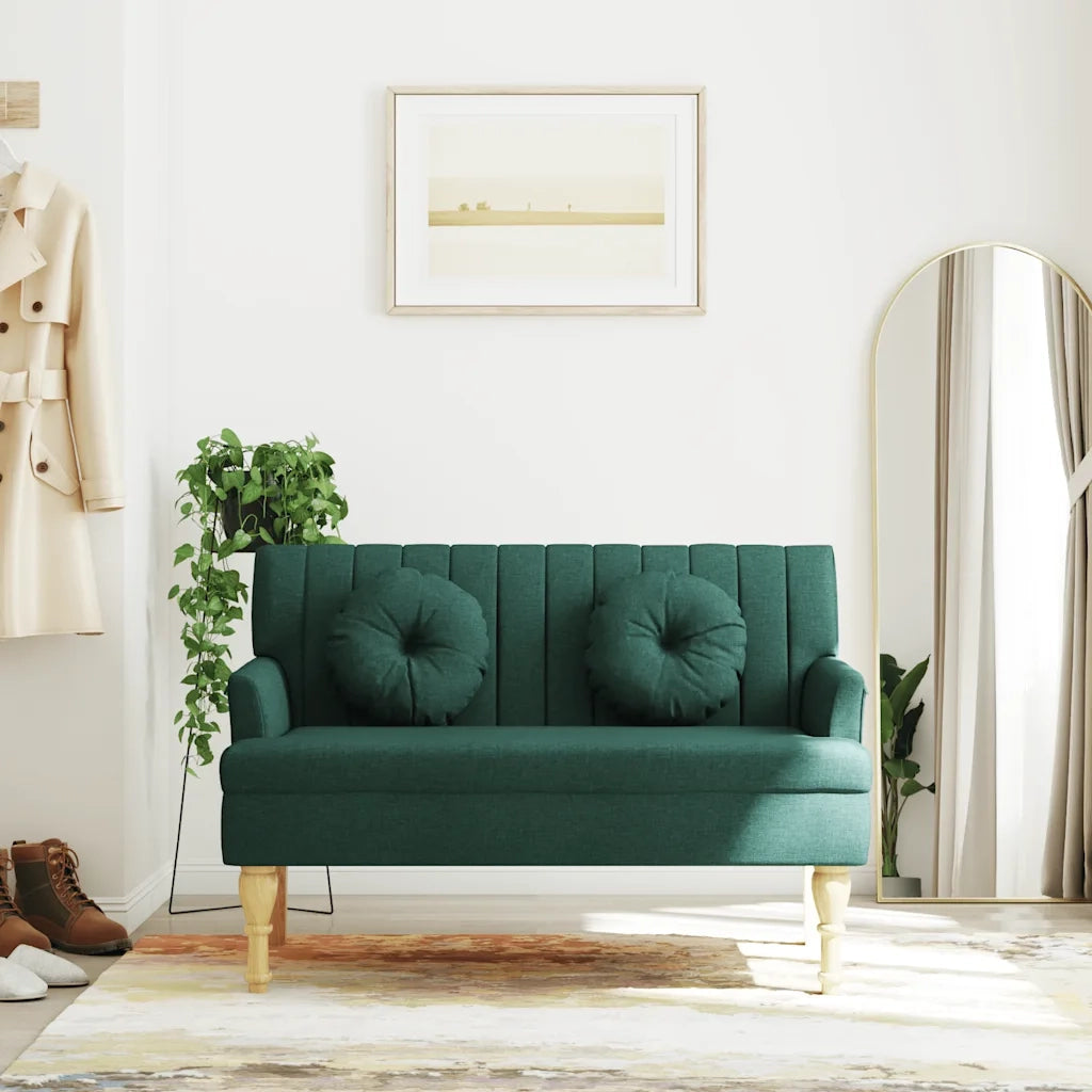 Panca con Cuscini Verde Scuro 113x64,5x75,5 cm in Tessuto CFW7915469